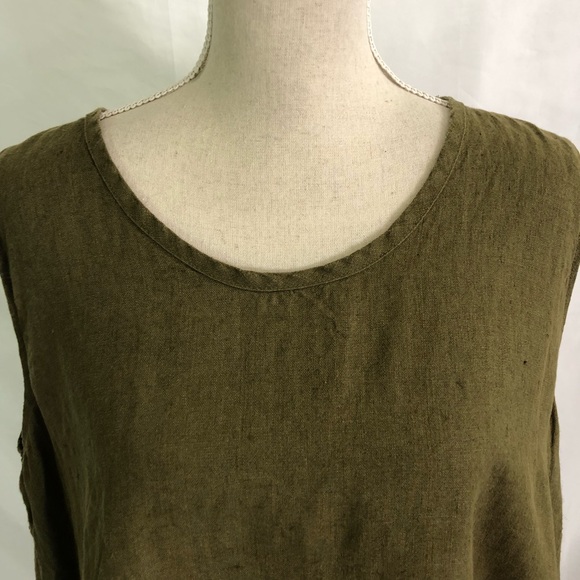 FLAX Linen Tunic Sleeveless Pullover Top Boho L - Picture 2 of 5